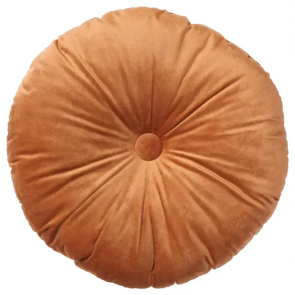 Coussin de sol rond brun doré