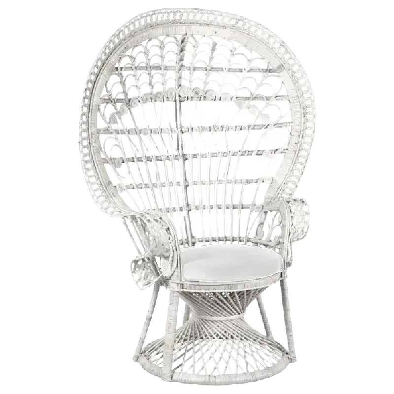 Rental of white Rattan peacock chair for events