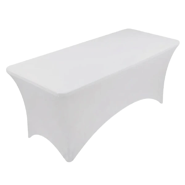 Location de housse extensible blanche pour table pliante 180 cm