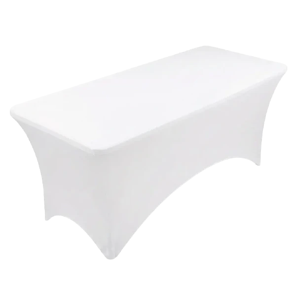 Location de housse extensible blanche pour table pliante 180 cm
