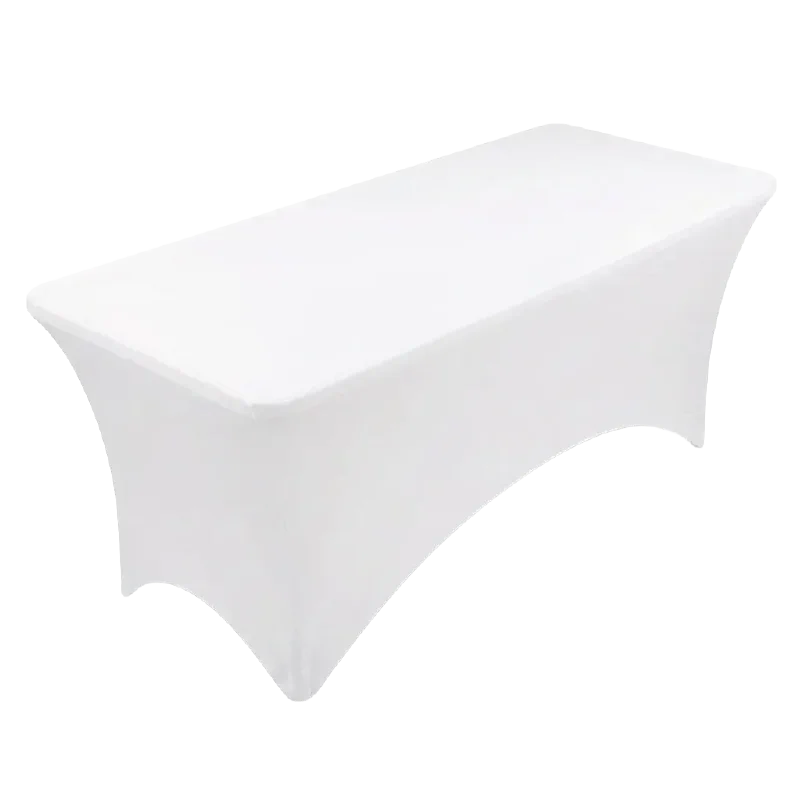 Location de housse extensible blanche pour table pliante 180 cm