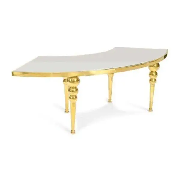 Table en S blanc et or